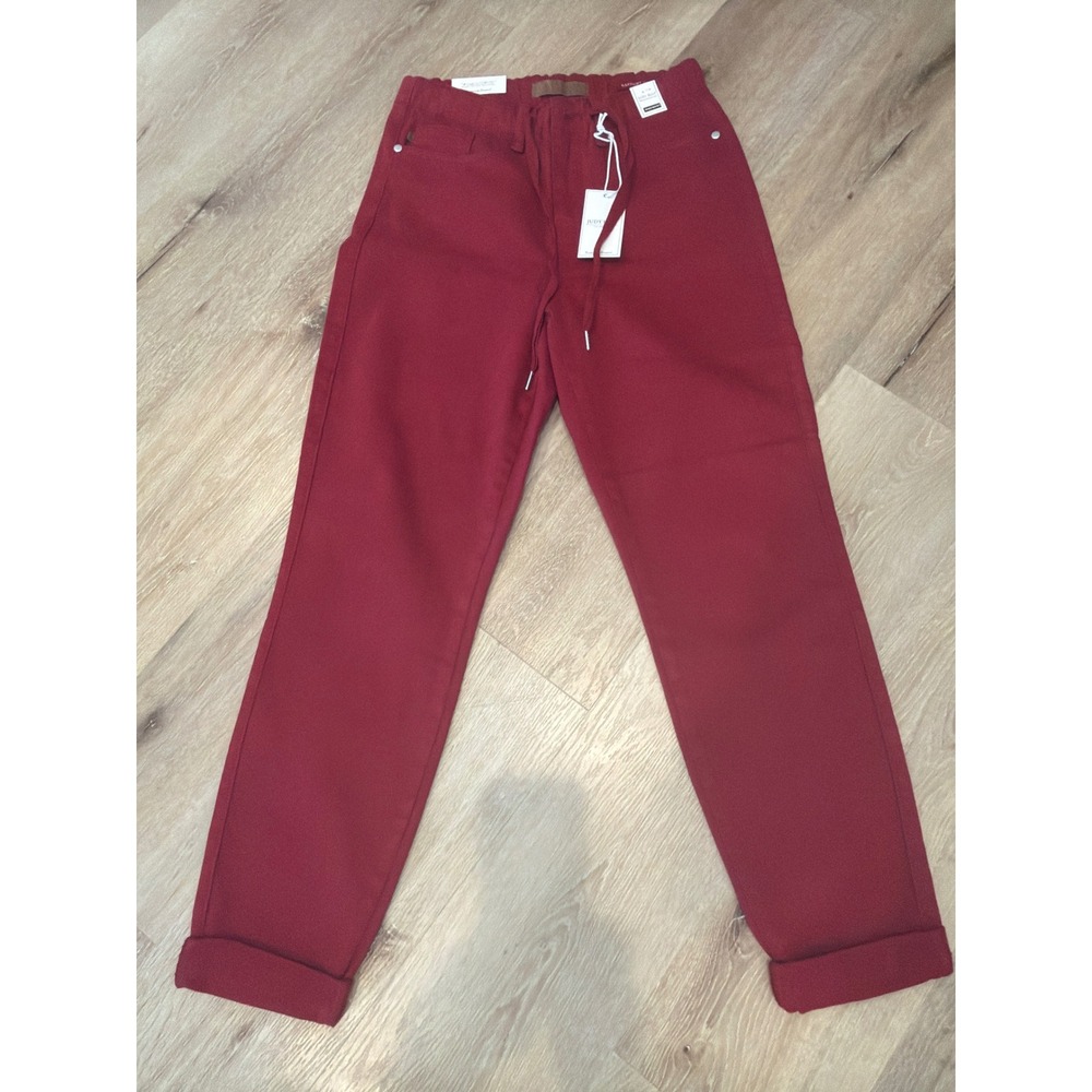 Judy Blue Burgundy Garment Dyed High Waist Drawstring Pants Size 3/26 NEW